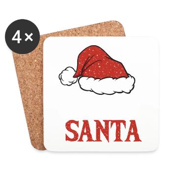Team Santa Christmas Family Pajamas - Coasters (set of 4) - white - Front