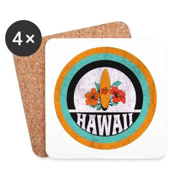Hawaii surf vintage design - Coasters (set of 4) - white - Front
