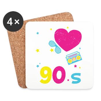 1990er 90er Jahre Heart The Nineties - Untersetzer (4er-Set) - Weiß - Vorne