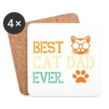Vintage Best Cat Dad Ever Cat Daddy - Coasters (set of 4) - white - Front