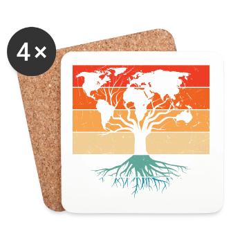 Jour de la Terre Mignon Monde Carte Arbre Pro Plante - Dessous de verre (lot de 4) - blanc - Devant