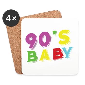 Nostalgie des costumes de bébé des années 90 des années 90 - Dessous de verre (lot de 4) - blanc - Devant