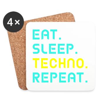 Eat. Sleep. Techno. Repeat. - Untersetzer (4er-Set) - Weiß - Vorne