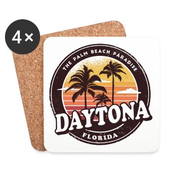 Daytona Florida Vintage Beach Design / Gift - Coasters (set of 4) - white - Front