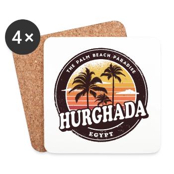 Hurghada Egypt vintage beach design - Coasters (set of 4) - white - Front