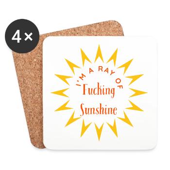 Je suis un rayon de putain de soleil | Cadeau de Noël - Dessous de verre (lot de 4) - blanc - Devant