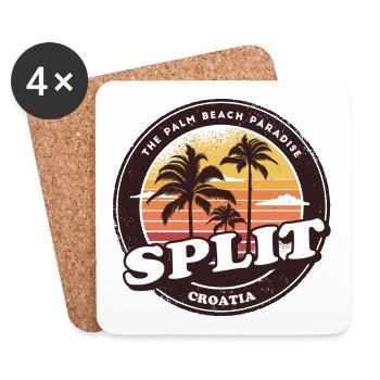 Split Croatie Vintage Beach Design - Dessous de verre (lot de 4) - blanc - Devant