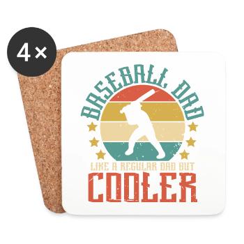 Baseball Dad wie normaler Papa, aber cooler - Untersetzer (4er-Set) - Weiß - Vorne