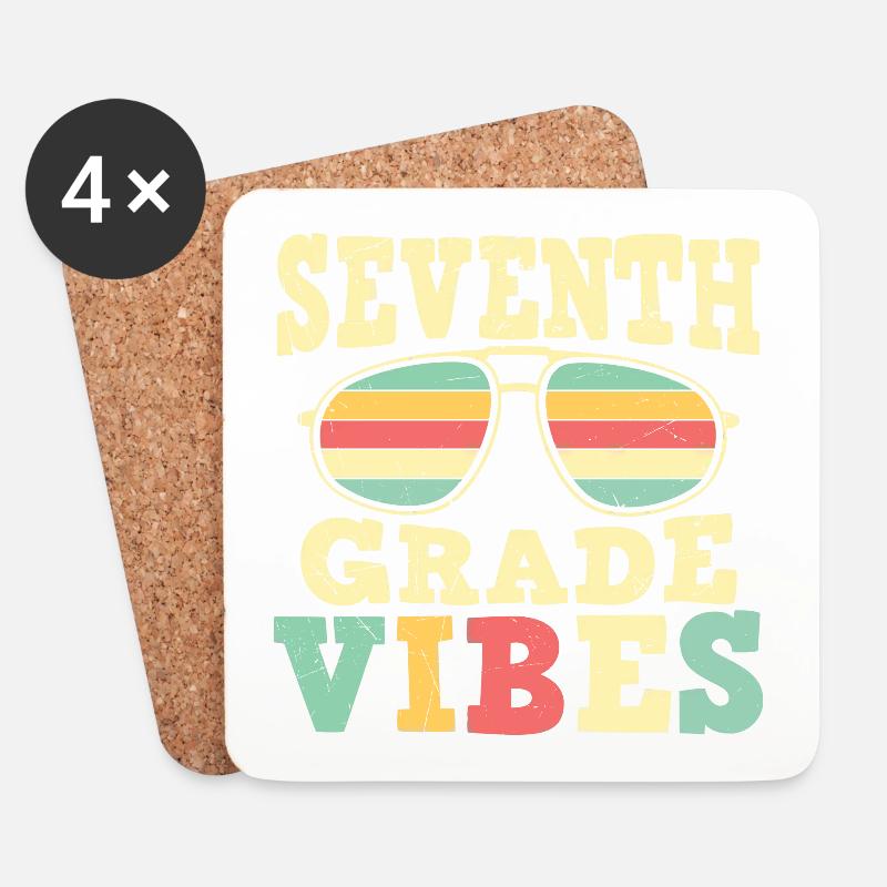 Zurück zur Schule 7. Klasse Vibes Erster Tag - Untersetzer (4er-Set) - Weiß