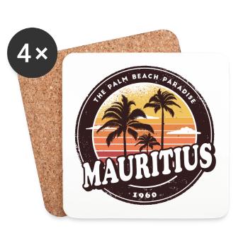 Mauritius Vintage Beach Design / Gift Idea - Coasters (set of 4) - white - Front
