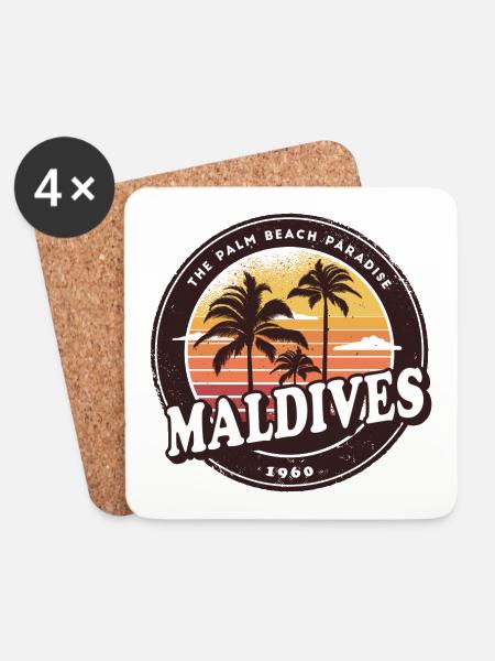 Malediven Vintage Beach Design / Geschenkidee - Untersetzer (4er-Set) - Weiß