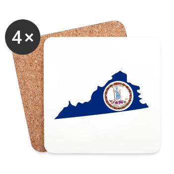 Virginia USA State Virginia Flag Map - Coasters (set of 4) - white - Front