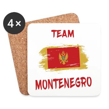 Team Montenegro Flaggen Design / Geschenkidee - Untersetzer (4er-Set) - Weiß - Vorne