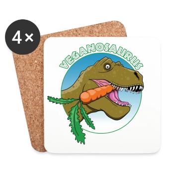 Veganer Dinosaurier - Untersetzer (4er-Set) - Weiß - Vorne