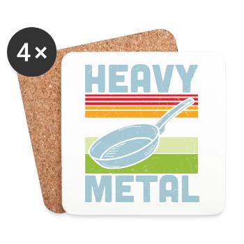 Kochzitat Heavy Metal Iron Frying Pan Cook - Untersetzer (4er-Set) - Weiß - Vorne