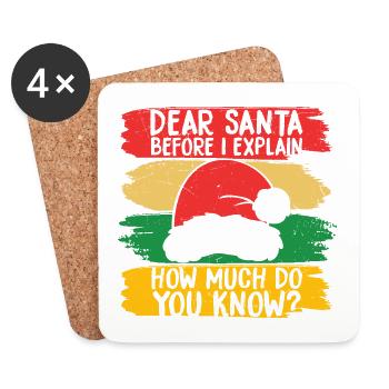 Dear Santa How Much Do You Know - Coasters (set of 4) - white - Front