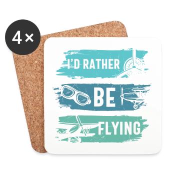 Je préfère voler drôle pilote d’avion - Dessous de verre (lot de 4) - blanc - Devant