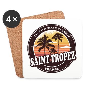 Saint Tropez Frankreich Vintage Beach Design - Untersetzer (4er-Set) - Weiß - Vorne
