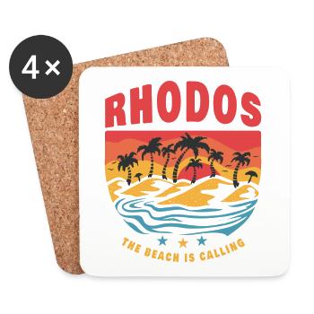 Rhodos Griechenland Beach Design - Untersetzer (4er-Set) - Weiß - Vorne