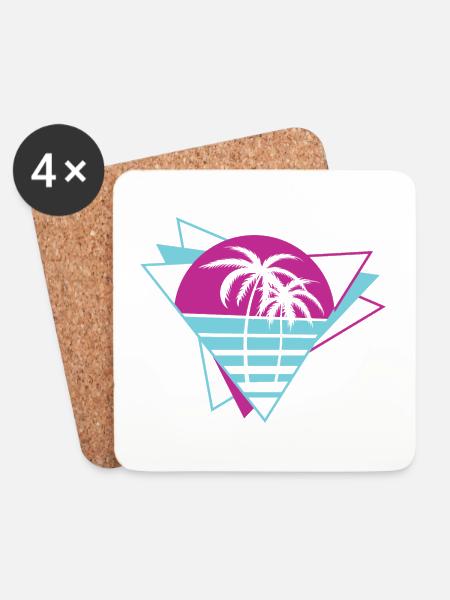 Palm Tree Retro 80er Jahre - Untersetzer (4er-Set) - Weiß