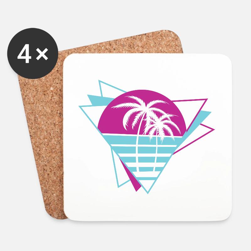 Palm Tree Retro 80er Jahre - Untersetzer (4er-Set) - Weiß