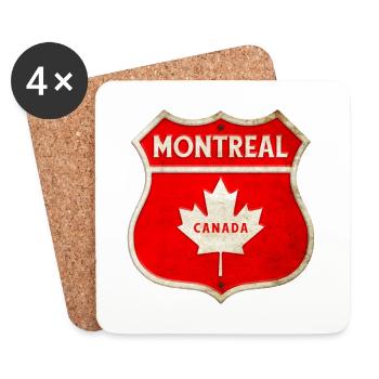 Conception des armoiries de Montréal Canada - Dessous de verre (lot de 4) - blanc - Devant