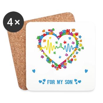 I Wear Blue for My Son Autism Design - Coasters (set of 4) - white - Front