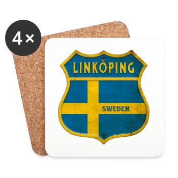 Linköping Schweden Wappen Flaggen - Untersetzer (4er-Set) - Weiß - Vorne