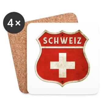 Schweiz Wappen Flaggen Design - Untersetzer (4er-Set) - Weiß - Vorne