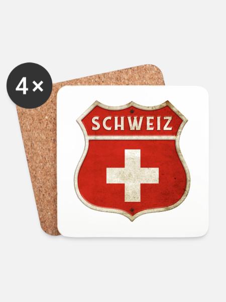 Schweiz Wappen Flaggen Design - Untersetzer (4er-Set) - Weiß