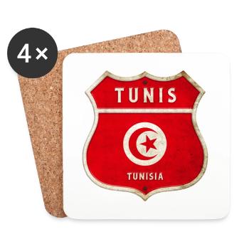 Tunis Tunisie Armoiries Drapeaux Design - Dessous de verre (lot de 4) - blanc - Devant