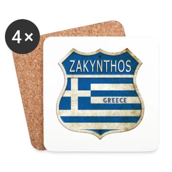 Zakynthos Grèce Armoiries Drapeaux Design - Dessous de verre (lot de 4) - blanc - Devant