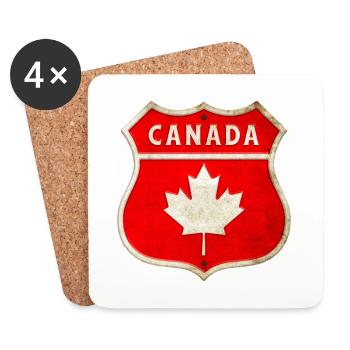 Conception des armoiries du Canada - Dessous de verre (lot de 4) - blanc - Devant