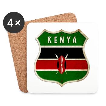 Drapeau armoiries du Kenya - Dessous de verre (lot de 4) - blanc - Devant