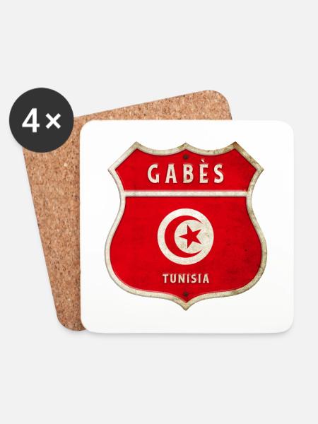 Gabès Tunesien Wappen Flaggen Design - Untersetzer (4er-Set) - Weiß