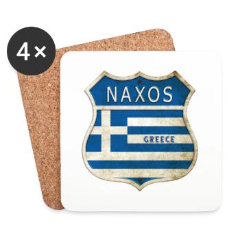 Naxos Grèce Armoiries Drapeaux Design - Dessous de verre (lot de 4) - blanc - Devant