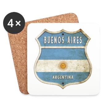 Buenos Aires Argentina Coat of Arms Flags Design - Coasters (set of 4) - white - Front