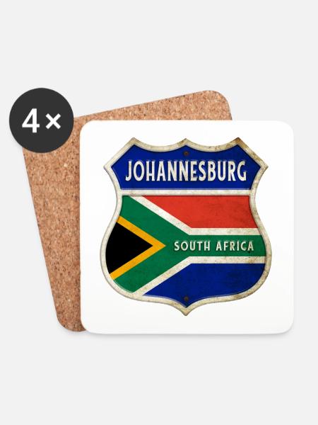 Johannesburg Südafrika Wappen Flaggen Design - Untersetzer (4er-Set) - Weiß