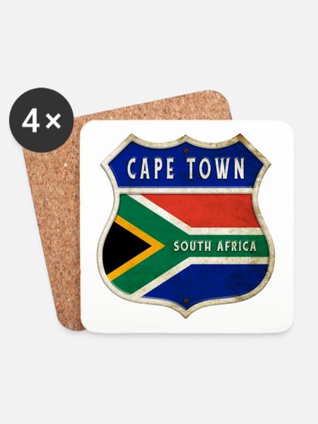 Kapstadt Südafrika Wappen Flaggen Design - Untersetzer (4er-Set) - Weiß