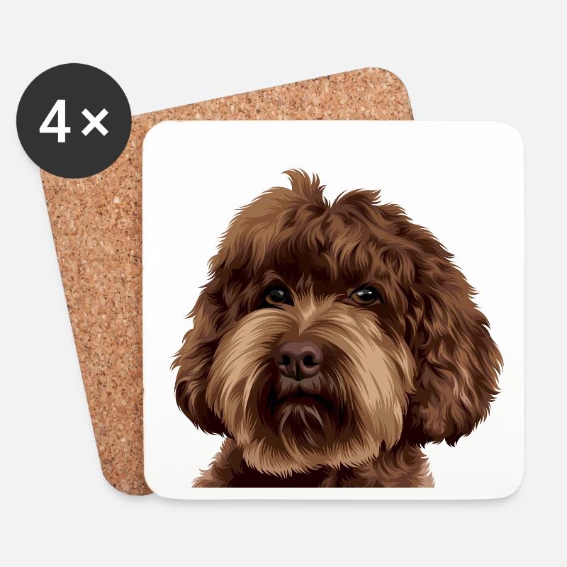 Schnoodle Doodle Dog - Untersetzer (4er-Set) - Weiß