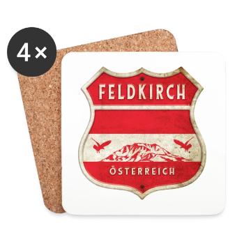 Feldkirch Austria Coat of Arms Flags Design - Coasters (set of 4) - white - Front