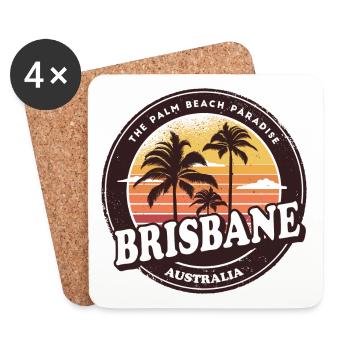 Brisbane Australien Vintage Beach Design - Untersetzer (4er-Set) - Weiß - Vorne