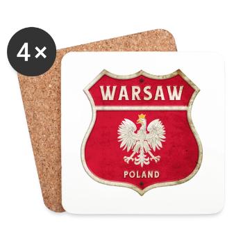 Warsaw Poland Coat of Arms Flags Design - Coasters (set of 4) - white - Front