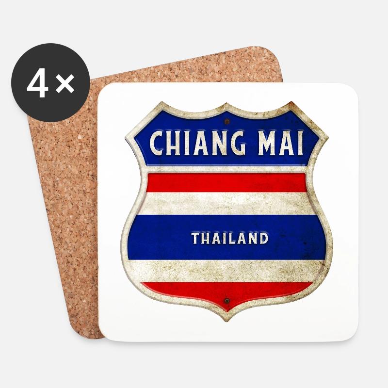 Chiang Mai Thailand Wappen Flaggen Design - Untersetzer (4er-Set) - Weiß