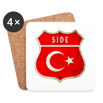 Side Turkey flag coat of arms - Coasters (set of 4) - white - Front
