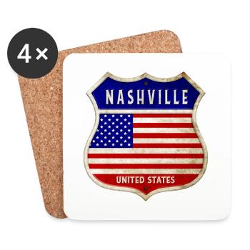 Nashville USA United States Coat of Arms Flags - Coasters (set of 4) - white - Front