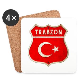 Trabzon Turkey flag coat of arms - Coasters (set of 4) - white - Front
