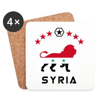 Motif lion syrien - Dessous de verre (lot de 4) - blanc - Devant