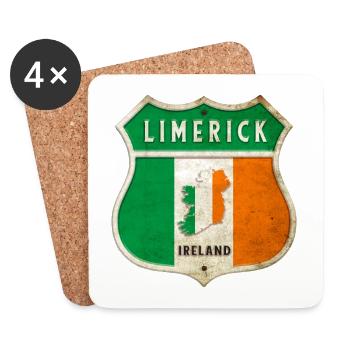 Limerick Ireland Coat of Arms Flags Design - Coasters (set of 4) - white - Front