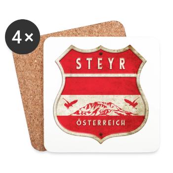 Steyr Österreich Wappen Flaggen Design - Untersetzer (4er-Set) - Weiß - Vorne